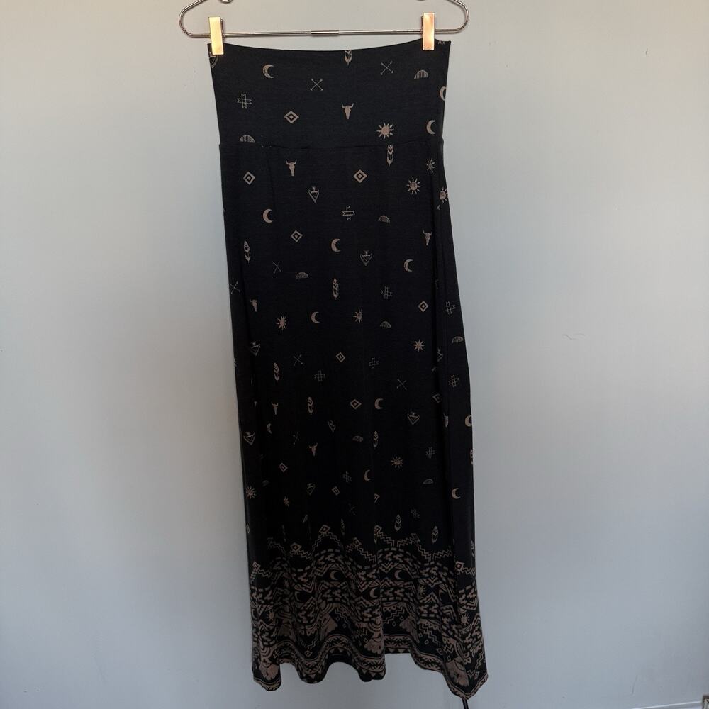 Womens Boho Celestial Tribal Maxi Skirt Small Elastic Waist Festival Coachella - Picture 2 of 6